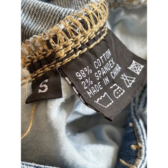 Vintage Style J Denim A Line Midi Skirt Button Fly Back Flap Pockets Frayed Hem - Picture 10 of 16